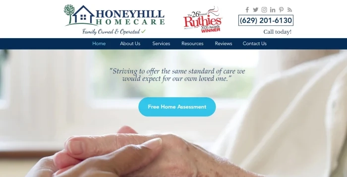 HoneyHill HomeCare Website Thumbnail
