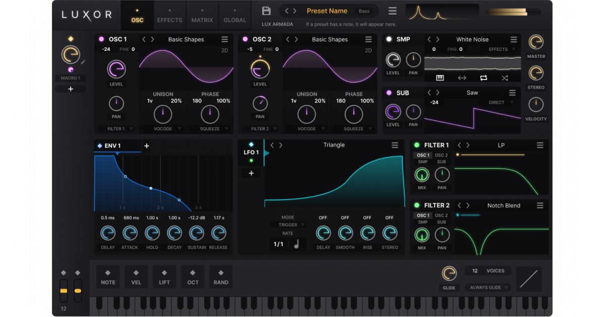 The LUXOR Synthesizer: A UI Showcase